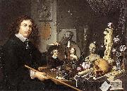 David Bailly Self-portrait With Vanitas Symbols oil painting on canvas